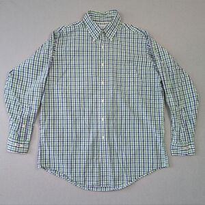 Brooks Brothers Shirt Mens 16 33/34 Blue Green White Check Gingham Dress Oxford